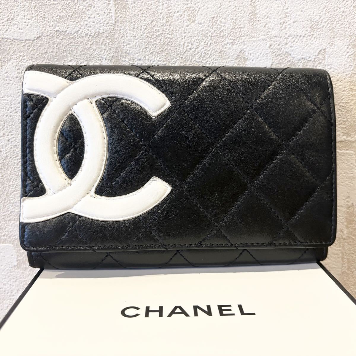 CHANEL カンボンライン マトラッセ フラップ 二つ折り財布 