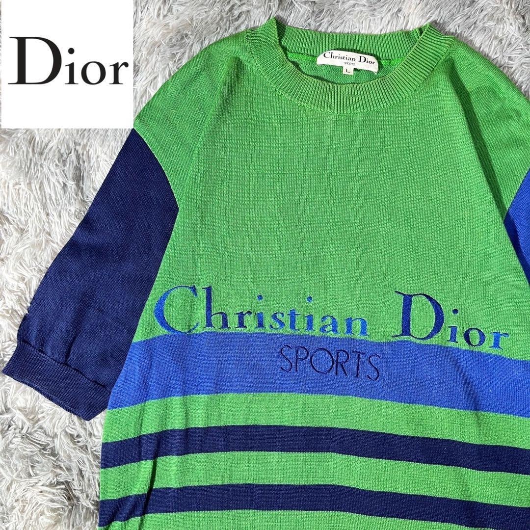 [大人気]　クリスチャン・ディオール　Dior　半袖ニット　ロゴ　リブニット