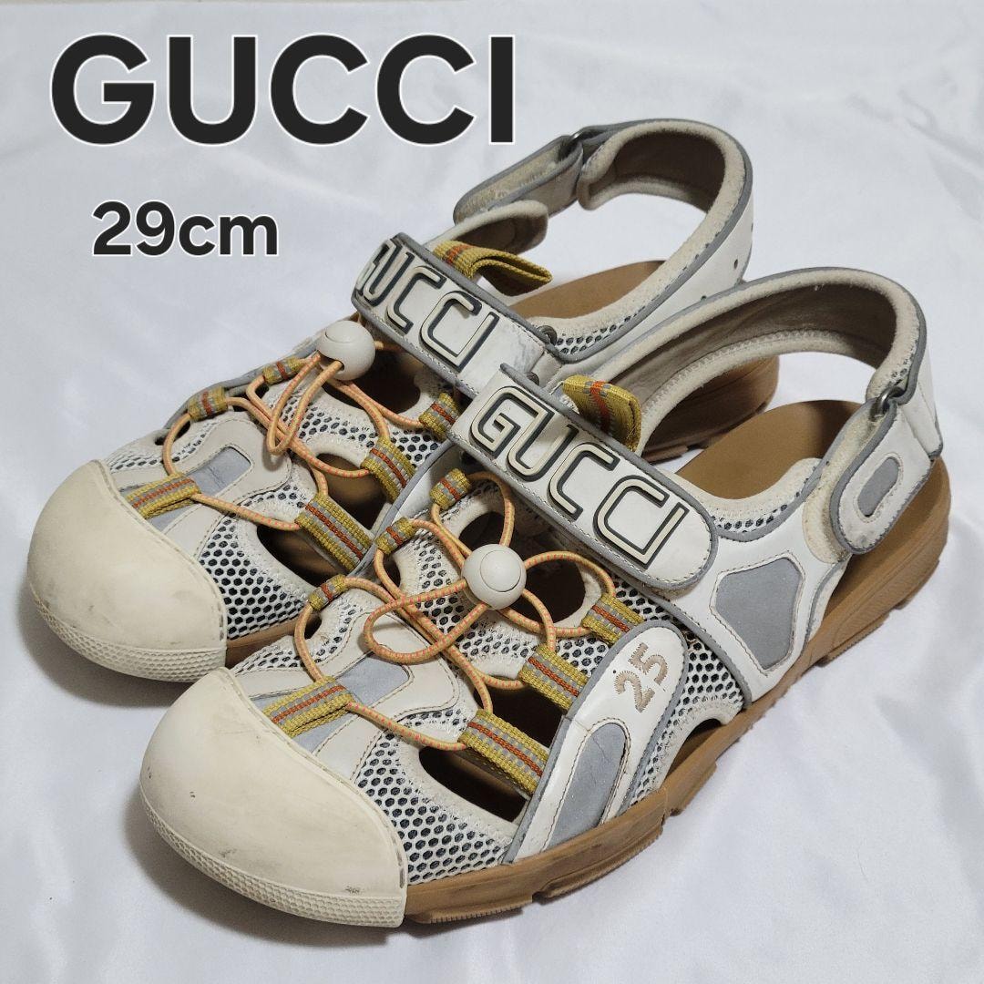 GUCCI グッチ レザー メッシュ ベルクロ サンダル 29cm ジャンク品