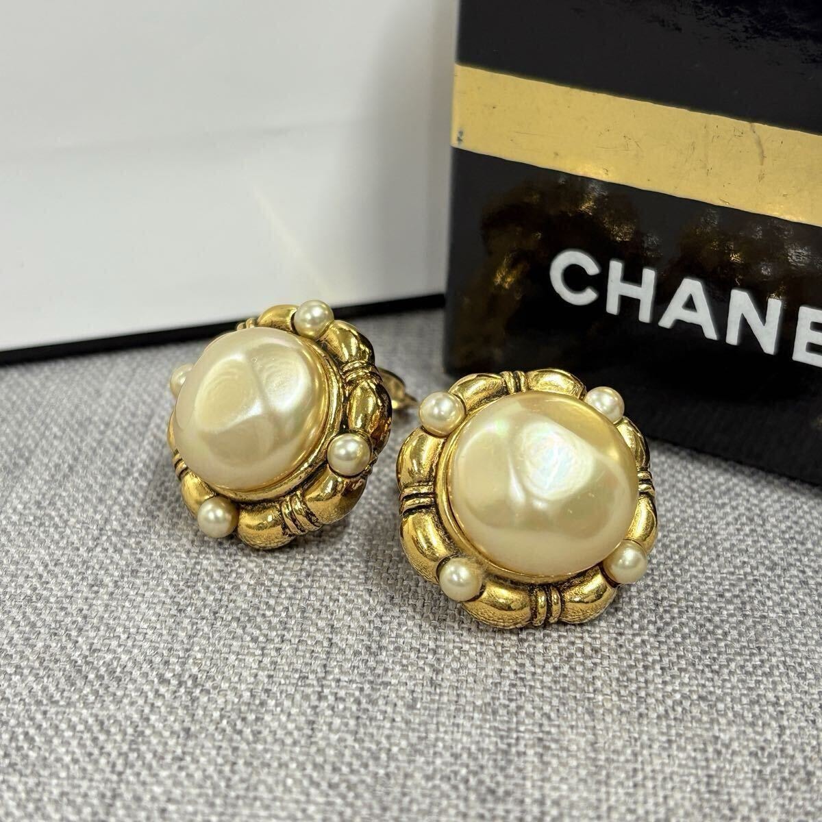 CHANEL シャネル フェイクパール イヤリング ヴィンテージ コメあり ゴールド アクセサリー