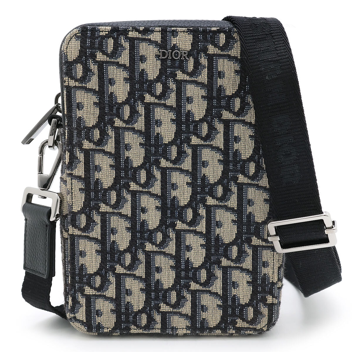 中古 Christian Dior ディオール ショルダーバッグ オブリーク ジャカード 2ESBC265YSE ベージュ ネイビー ブラック イタリア製 メンズ