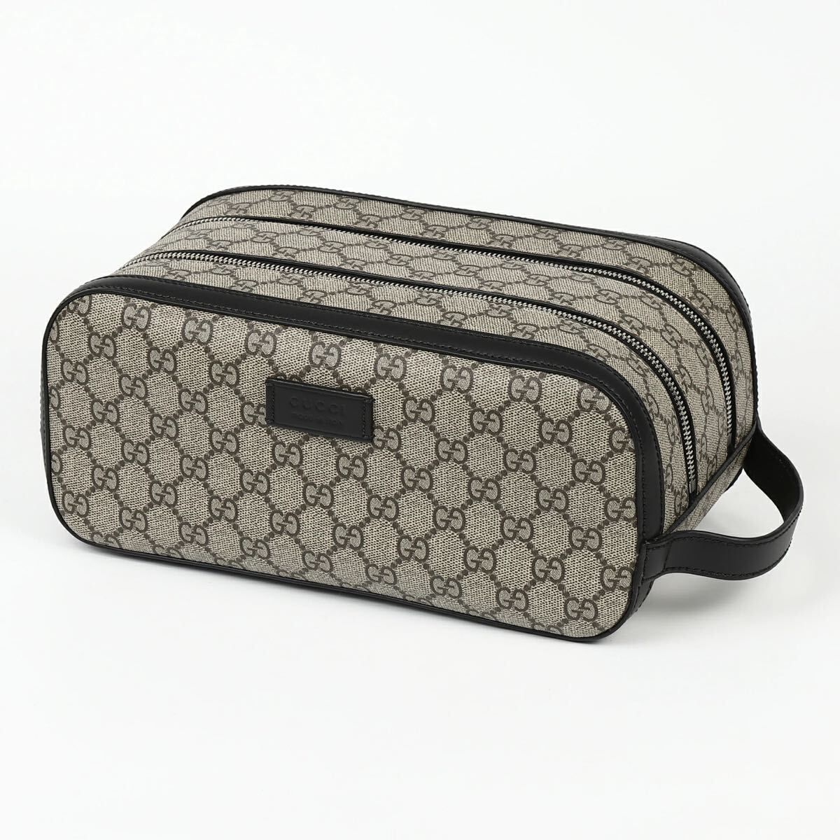GUCCI グッチ セカンドバッグ ベージュブラック PVC セカンドバッグ クラッチバッグ GUCCI GGスプリーム ポーチ PVC ポーチ