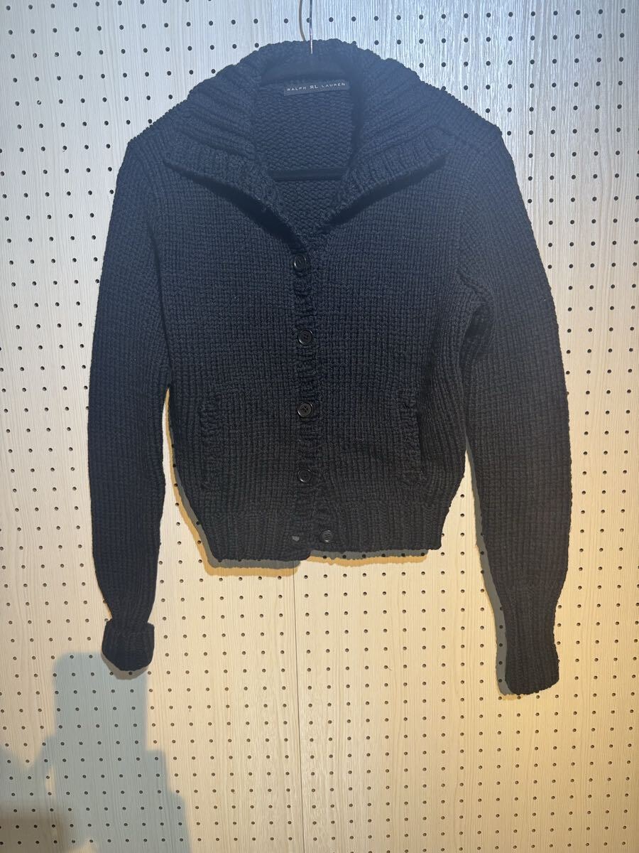 RALPH RL LAUREN ラルフローレン ショールカラー ニットカーディガン ブラック 9号 管理番号 TS-00030