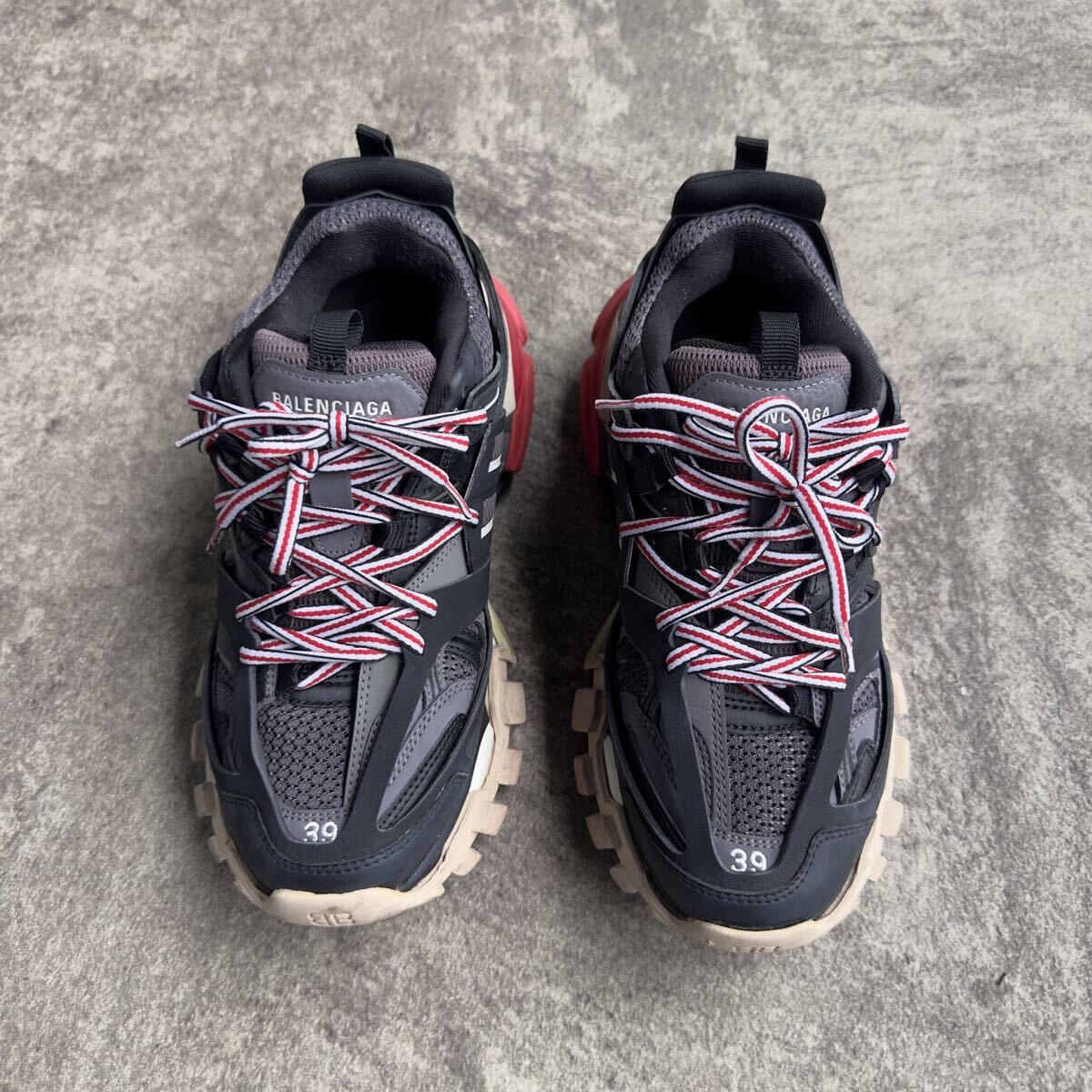 【BALENCIAGA】 TRACK BLACK RED 39 26.0cm バレンシアガ トラック ブラック レッド
