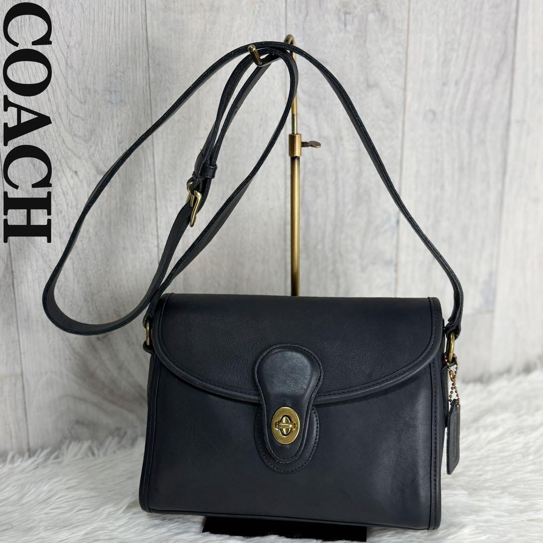 COACH ハンドバッグ ブラック 本革 ゴールド金具 ターンロック 美品 美 
