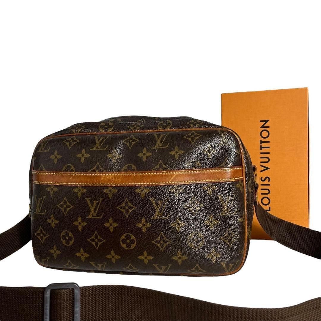 【鑑定済】ルイヴィトン LOUIS VUITTON モノグラム リポーターPM ショルダーバッグ ブラウン 茶 クロスボディ