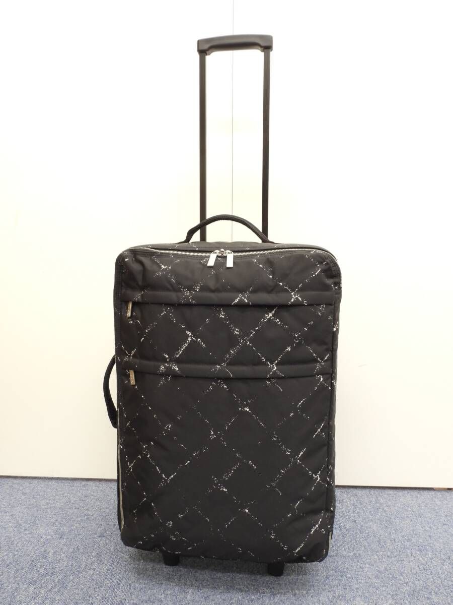 シャネル キャリーバッグ 旧トラベルライン 黒白 二輪旅行用トロリーバッグ 美品@5936719