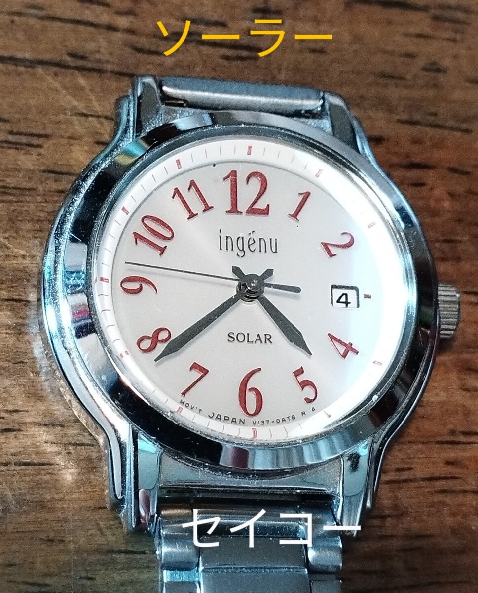 BJ18　セイコー・アルバ　アンジェーヌ　ソーラー時計　稼働品　日付つき　レディース