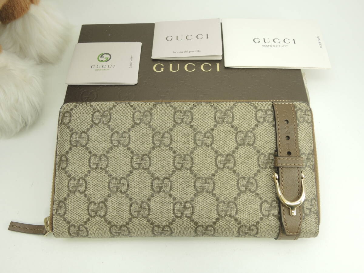 グッチ ジップアラウンドロングウォレット GGオールド グレー茶 長財布 新品@ 6