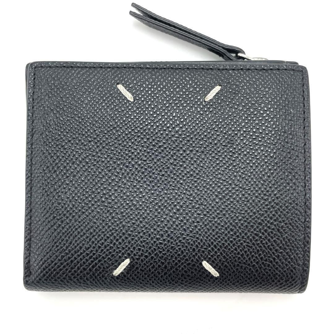 No.320 早い者勝ち☆美品☆メゾンマルジェラ 4ステッチ フリップフラップウォレット 二つ折り財布 ブラック レザー メンズ ユニセックス