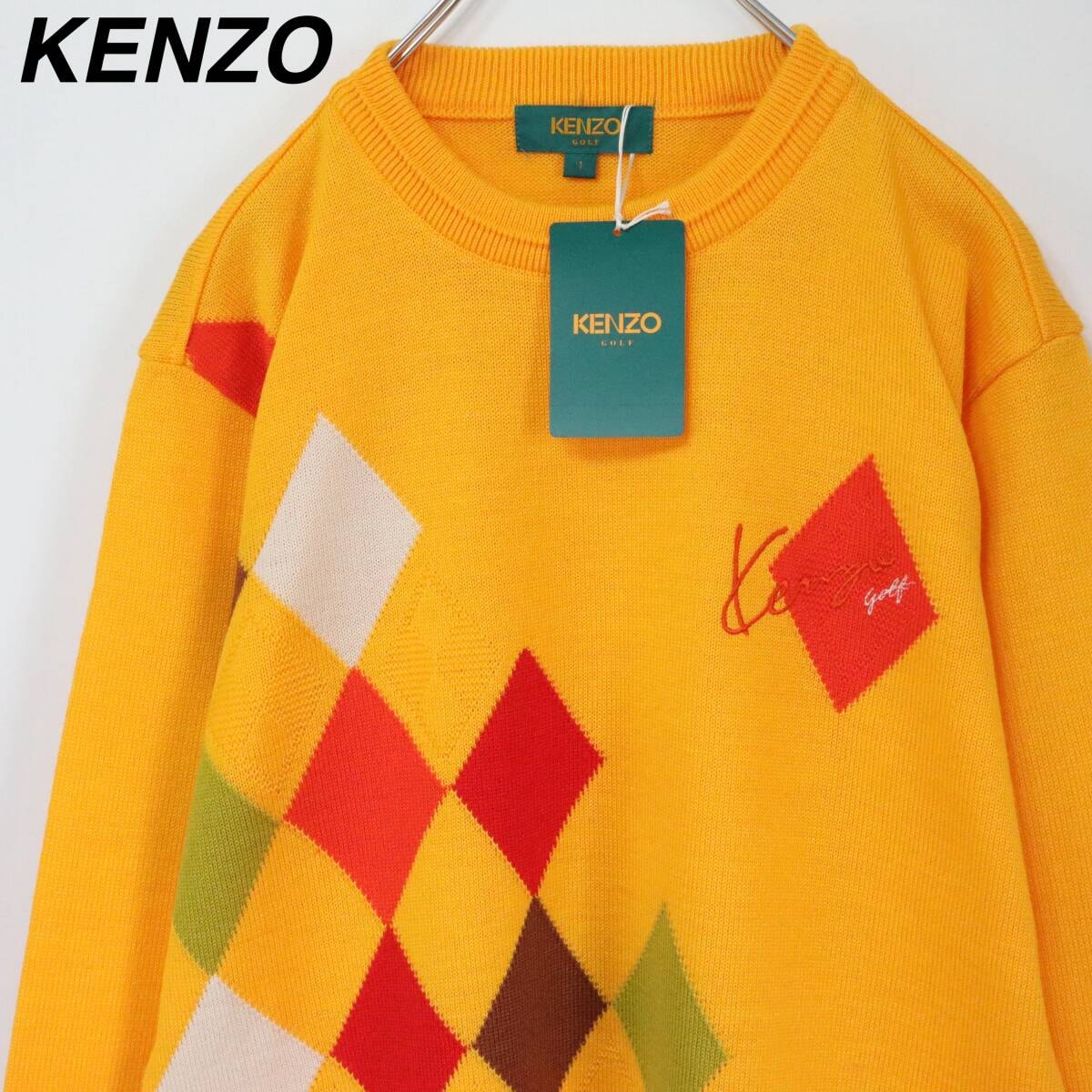 【新品・未使用品】ケンゾーゴルフ ニット 刺繍ロゴ アーガイル柄 ウィメンズ