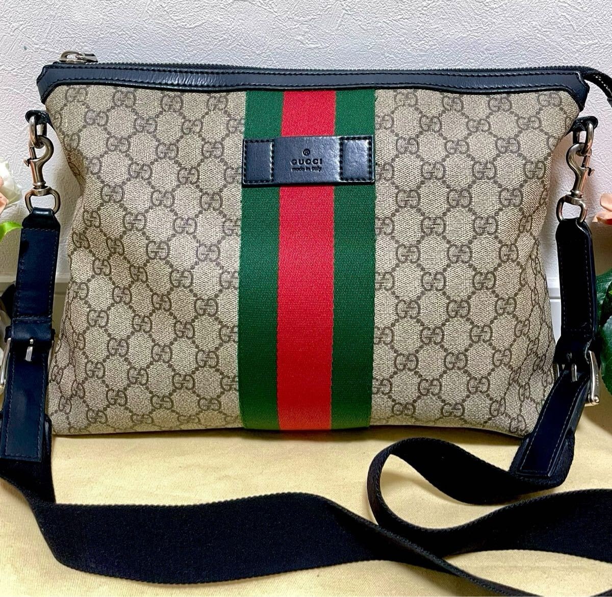 GUCCI グッチ GGキャンバス スクエア ショルダーバッグ ボックス レザー GUCCI グッチ GGキャンバス スクエア ショルダーバッグ ボックス