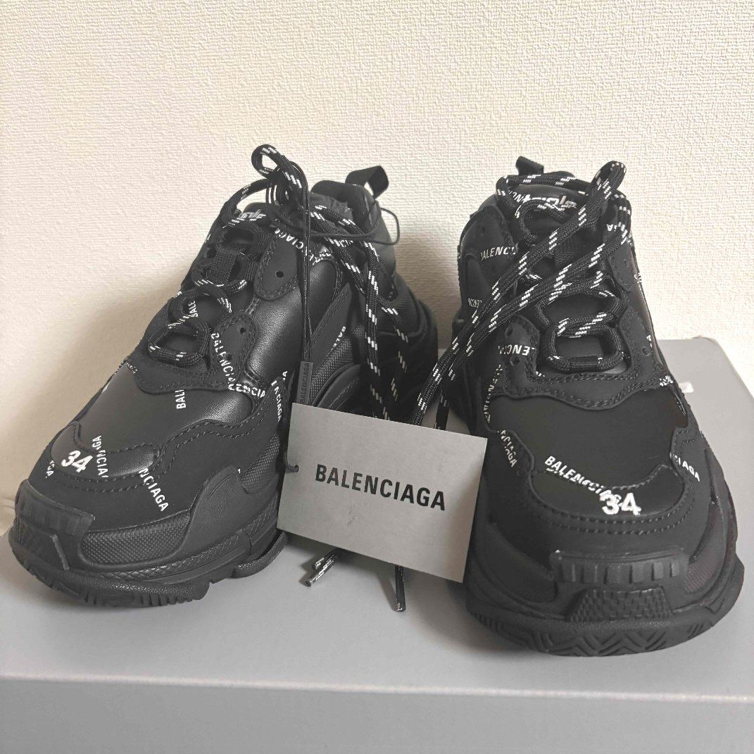 未使用 BALENCIAGA バレンシアガ レディーススニーカー ジョギングシューズ TRIPLE S 厚底 ブラック 34 22.5cm トリプルS トリプルエス 