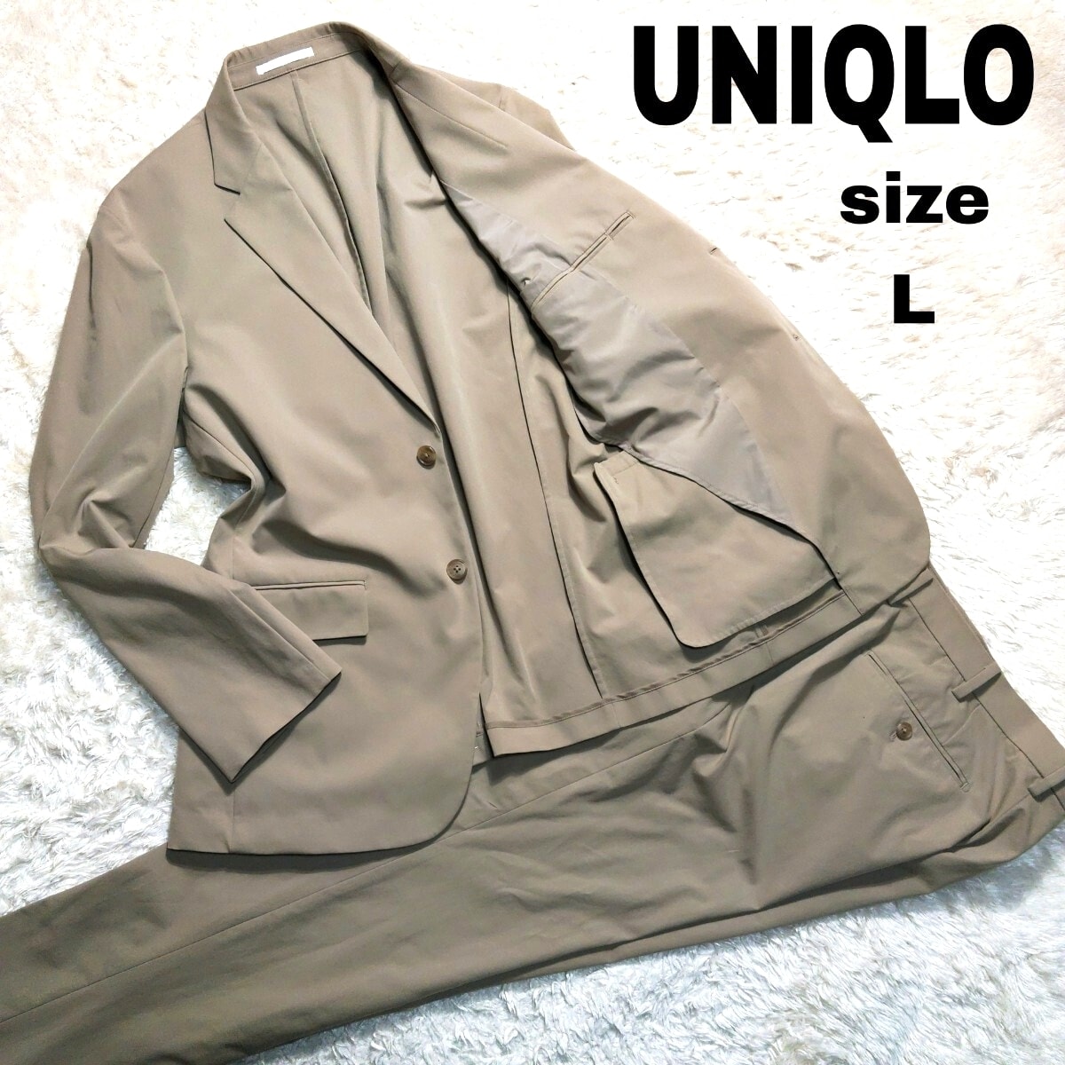UNIQLO 感動ジャケット 感動パンツ ウルトラライト セットアップ ベージュ ユニクロ ジャケット