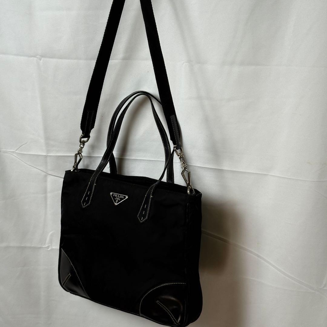 B (目立った傷や汚れなし)】PRADAナイロン2WAYショルダートートバッグ