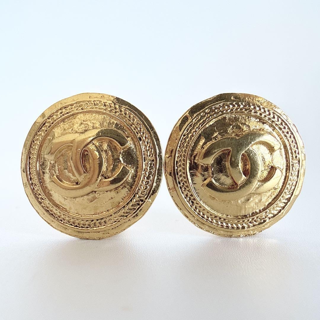 CHANEL シャネル ココマーク ラウンド 丸型 ヴィンテージ イヤリング ゴールド