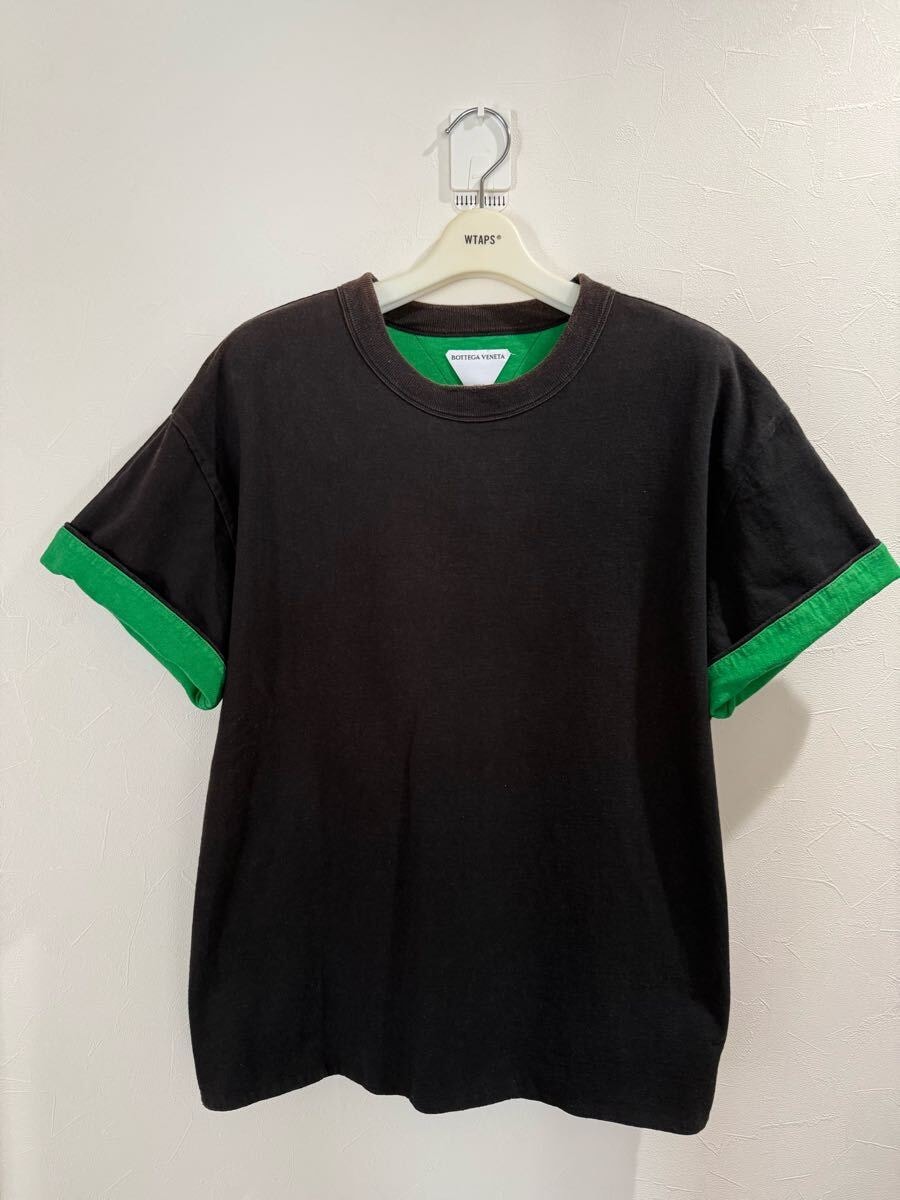 BOTTEGA VENETA BLACK/GREENリバーシブルTシャツ S