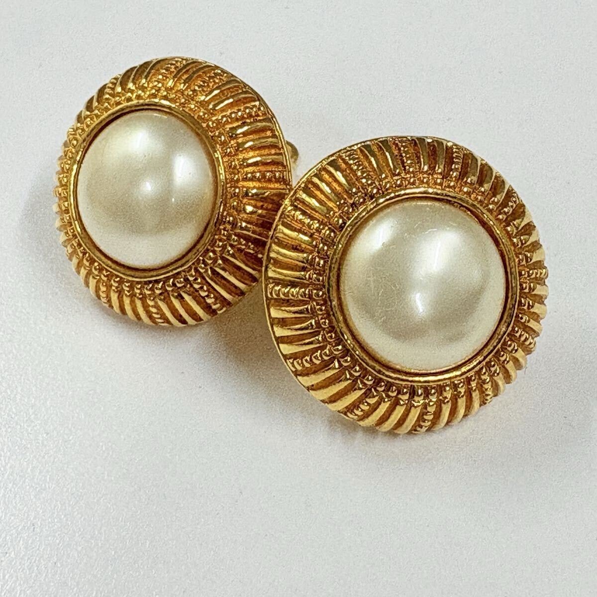 CHANEL シャネル ヴィンテージ フェイクパール イヤリング ゴールド
