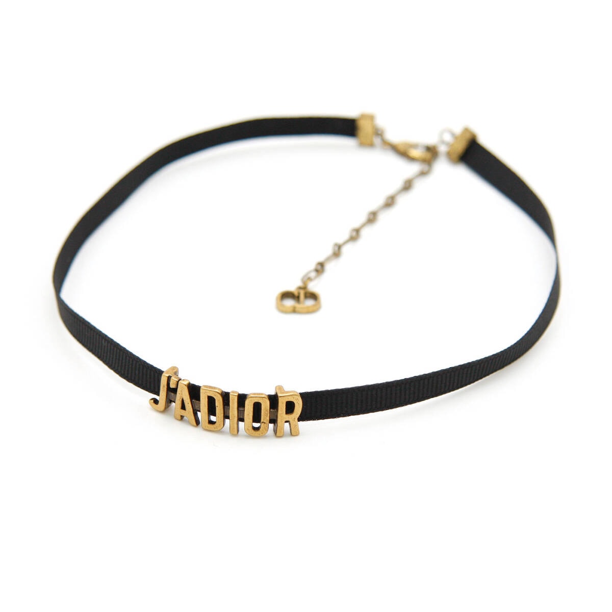 中古良品 クリスチャンディオール Christian Dior J'Adior ジャディオール ロゴ チョーカー リボン ゴールド ブラック アクセサリー 黒