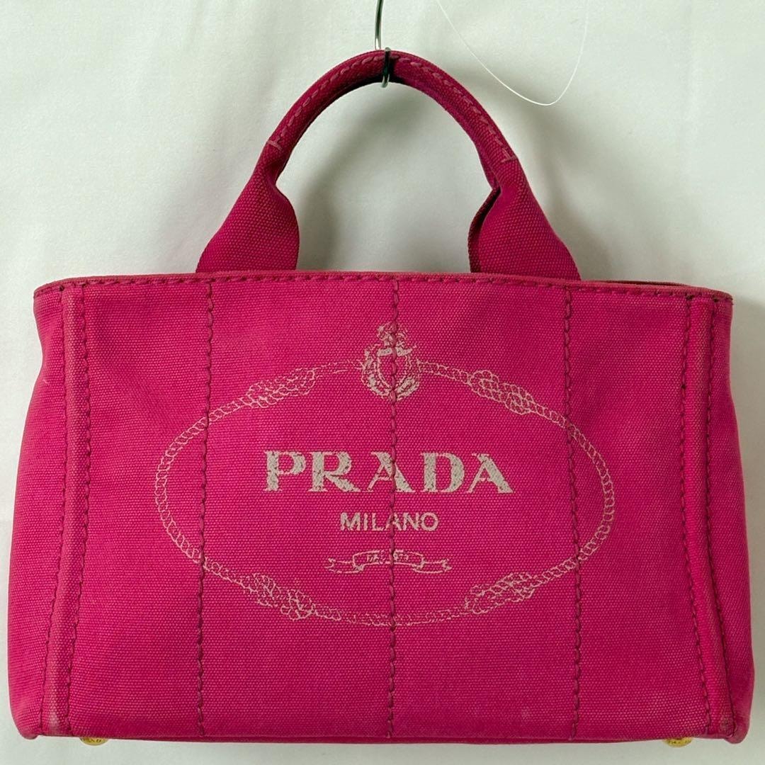 PRADAカナパトートバッグフューシャピンク ギャランティカード付キャンバス