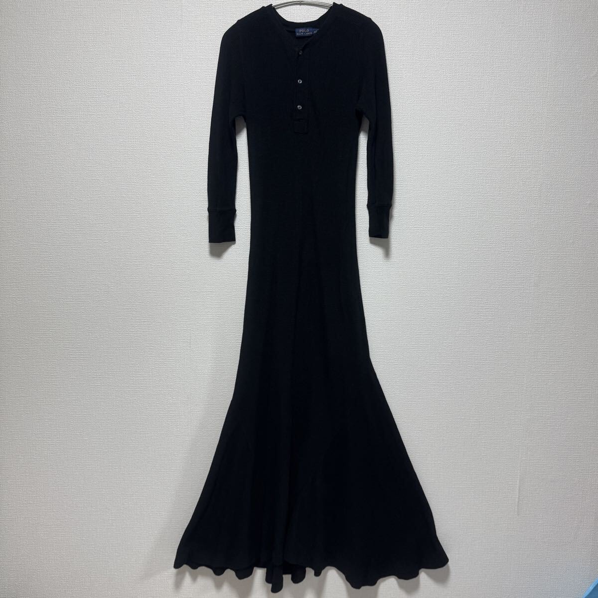 POLO RALPH LAUREN マキシワンピース ロングワンピースブラック ポロラルフローレン ワンピース 長袖 黒 ブラック