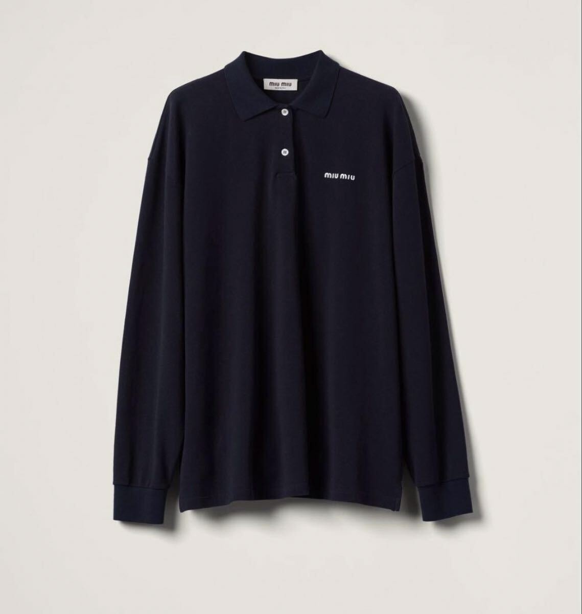 国内正規品 miu miu ミュウミュウ コットン ポロシャツ xs ネイビー polo shirts