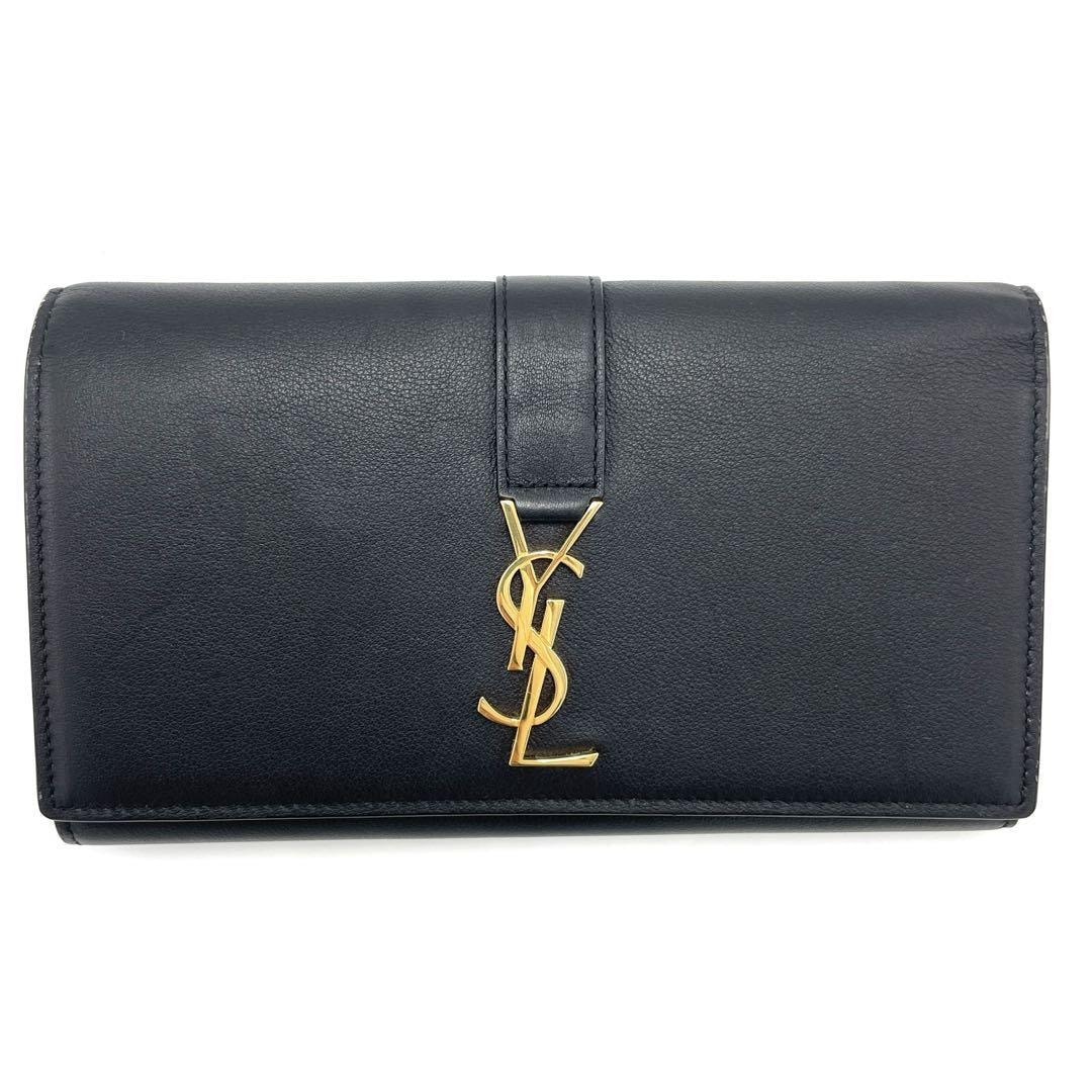 No.286 人気レア商品【美品】サンローラン 長財布 YSLライン ラージフラップウォレット レディース 414567 メンズ レディース ユニセックス