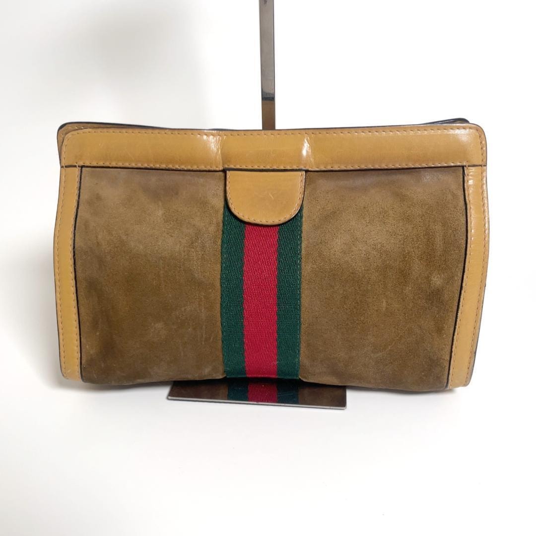 Gucci グッチ シェリーライン スエード クラッチバッグ ブラウン Bag Suede Old Gucci