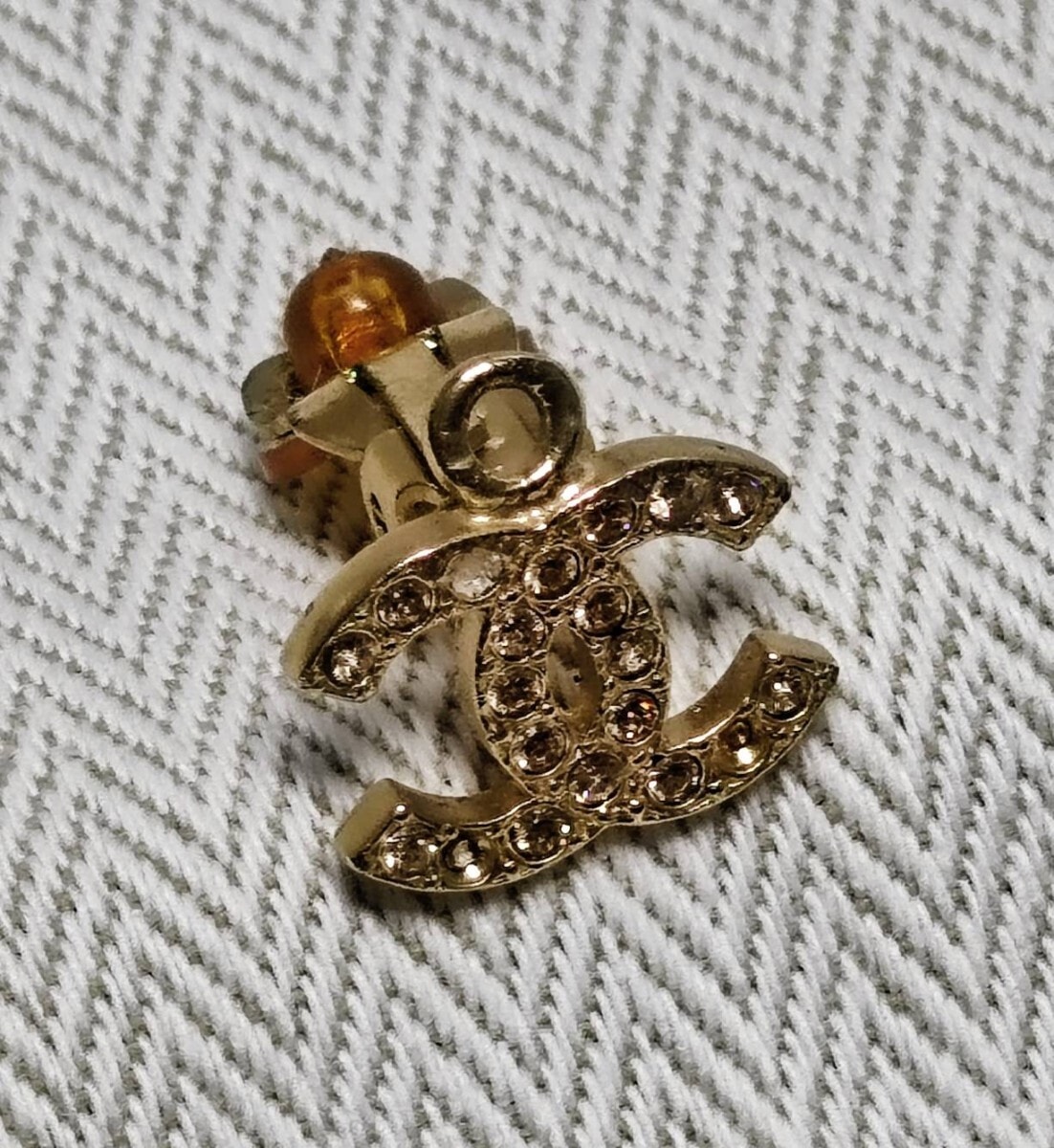 CHANEL シャネル ココマーク ラインストーン イヤリング ゴールド金具 超美品 片耳用