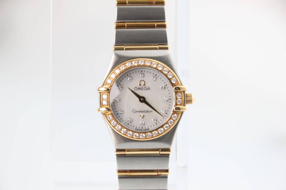 【Omega】　オメガ 　コンステレーション　コンビネーション　フルバー　12Pダイヤ　1267.70　SS/YG　クォーツ　レディース　中古　T0069