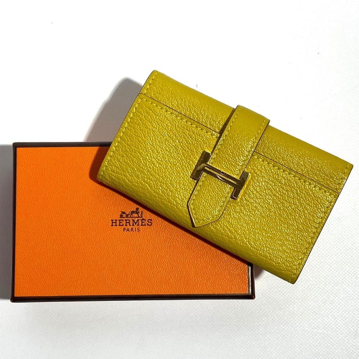 値下げ　1459　HERMES エルメス　ベアン　キーケース　イエロー　金具ゴールド　美品 レザー