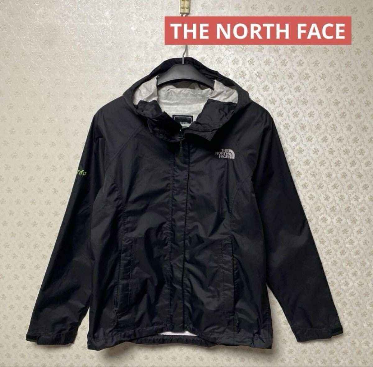 良品　ザノースフェイス　レディース　フード付ナイロンジャケット　S ブラック