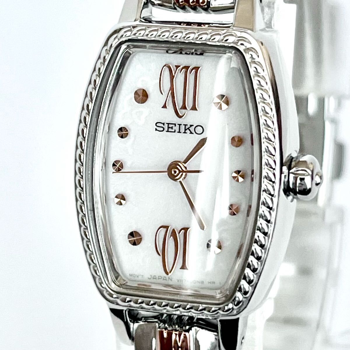 【稼働】磨き済み セイコー SEIKO レディース 腕時計 ソーラー 美品 白文字盤 ゴールド s2117