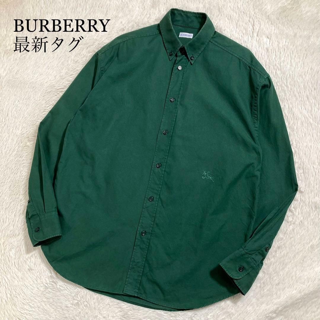 80s-90s/三陽商会/Vintage★BURBERRY’S★長袖ポロシャツ【レディースM/緑/グリーン/チェック柄】日本正規代理店タグ/tops/shirts◆cBG636 BURBERRY - 80s-90s/三陽商会/Vintage☆BURBERRY'S☆長袖ポロシャツ