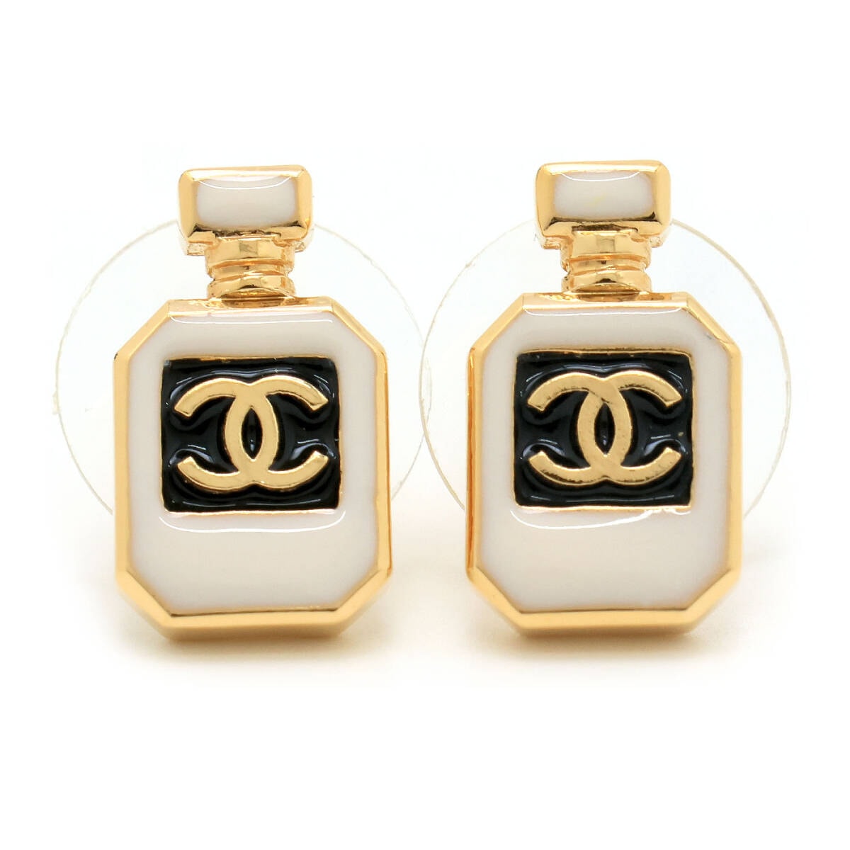 中古 シャネル ピアス 香水ボトル ココマーク C25C ホワイト ゴールド メタル アクセサリー レディース フランス製 香水瓶 シャネルピアス
