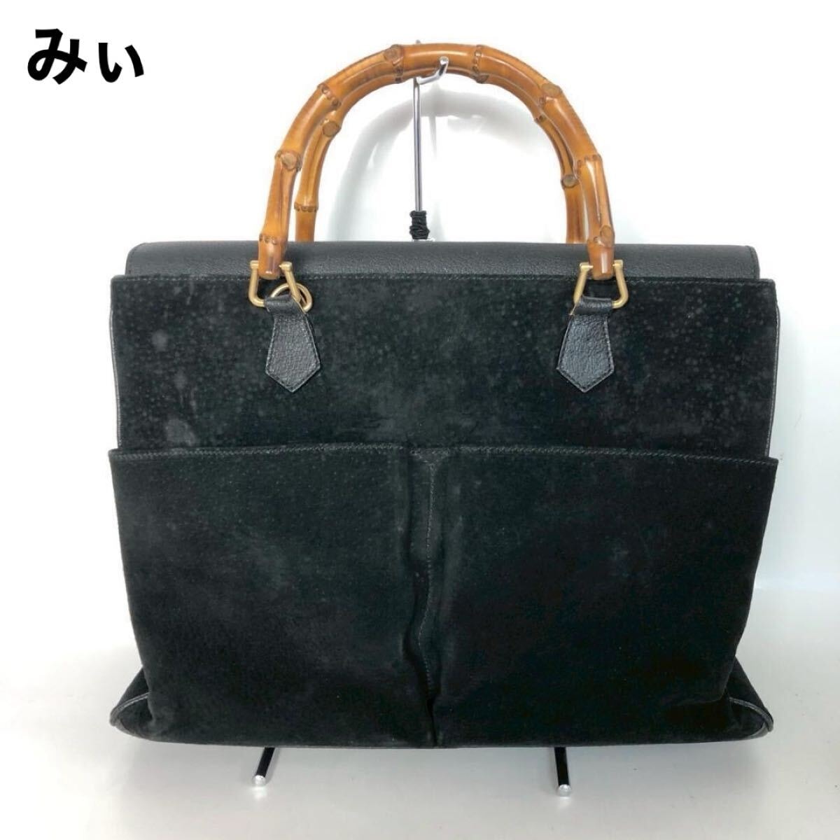 GUCCI グッチ バンブー ハンドバッグ ブラック レディース ブランド 2WAY ショルダーバッグ 斜め掛け 肩掛け 鞄 カバン 黒 ゴールド金具