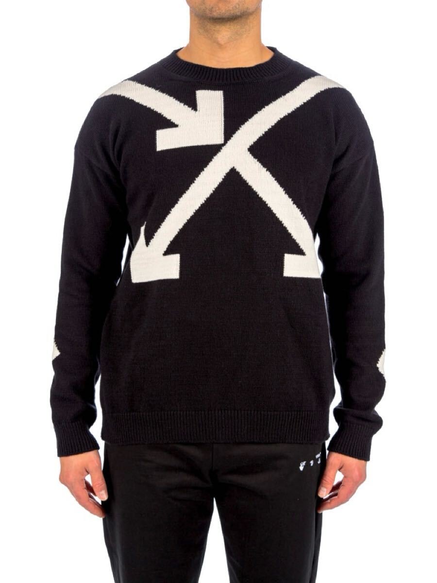 オフホワイト OFF WHITE コットンニット アローニット BLACK