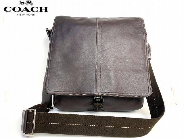 美品★送料無料★ コーチ メンズ COACH レザー メッセンジャーバッグ ショルダーバッグ 斜め掛け