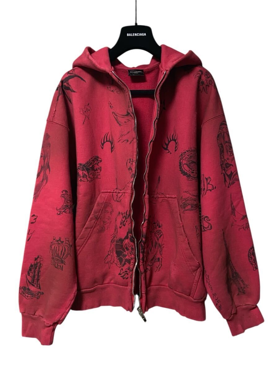 balenciaga tat zip up hoodie tattoo タトゥー　グラフィティ　フーディ　バレンシアガ