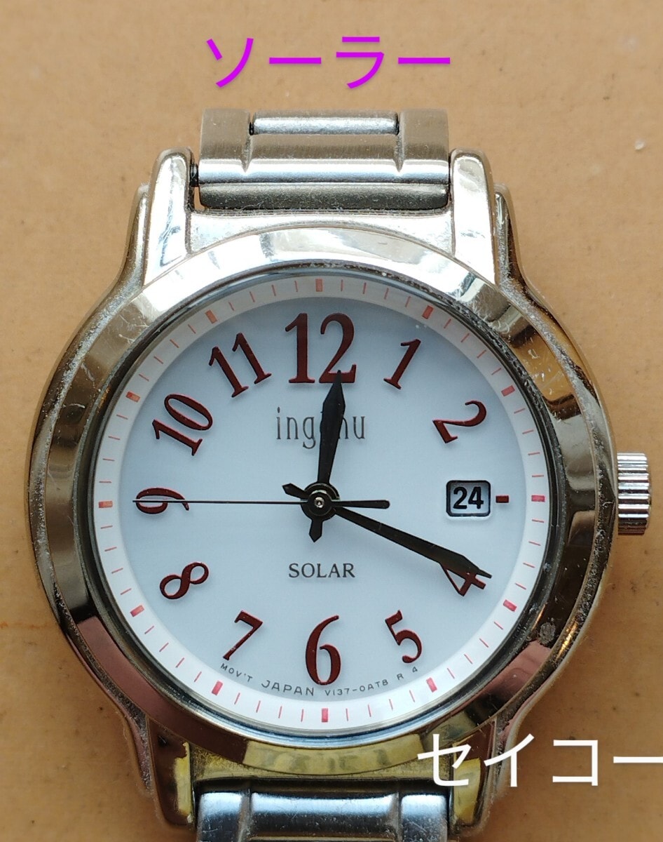 AW48　セイコー・アルバ　アンジェーヌ　ソーラー時計　稼働品　日付つき　レディース