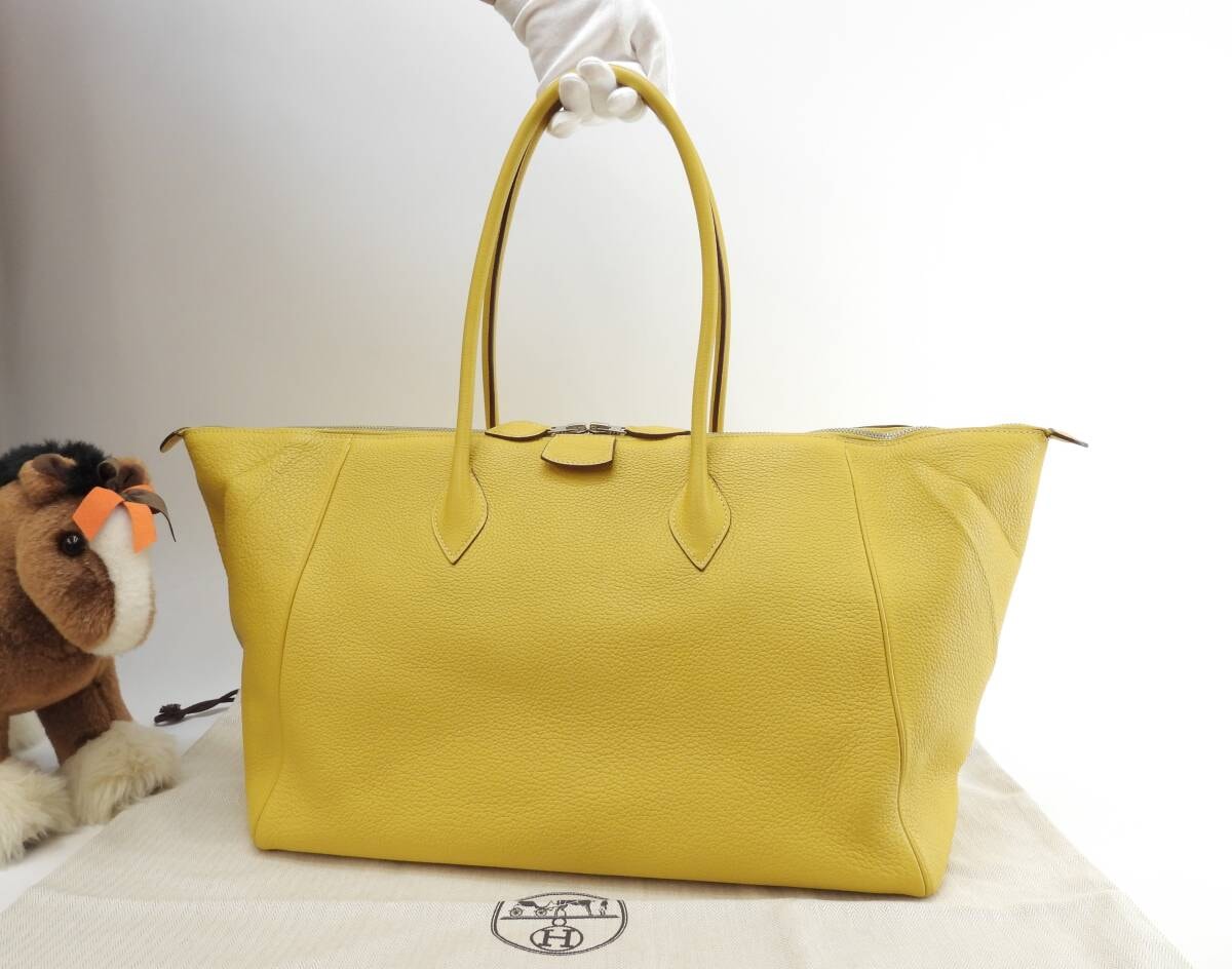 エルメス パリボンベイ40 トリヨンクレマンス黄 トートバッグ ショルダーバッグ@□M