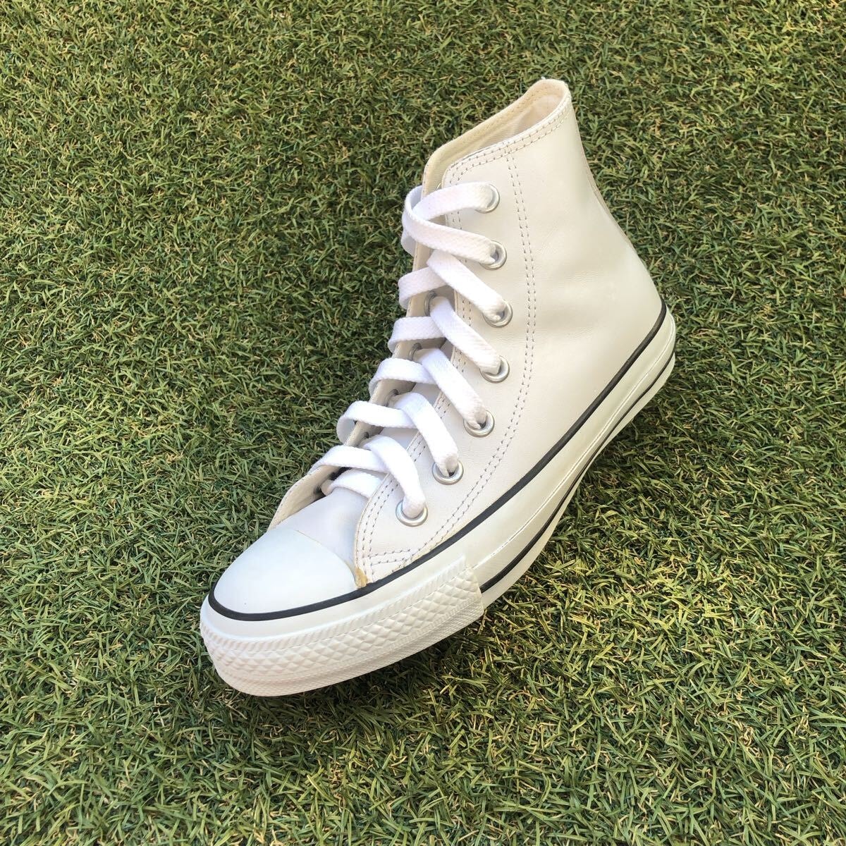 美品22.5 converse LE ALL STAR HI コンバース レザー オールスター ハイ HC072