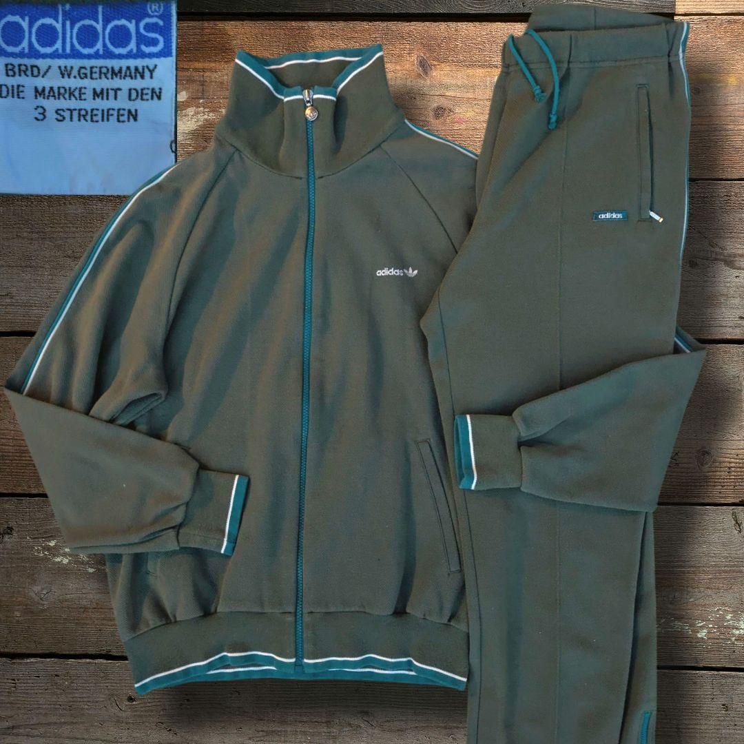 70s　西ドイツ　old adidas　トラックジャケット　セットアップ　カーキ