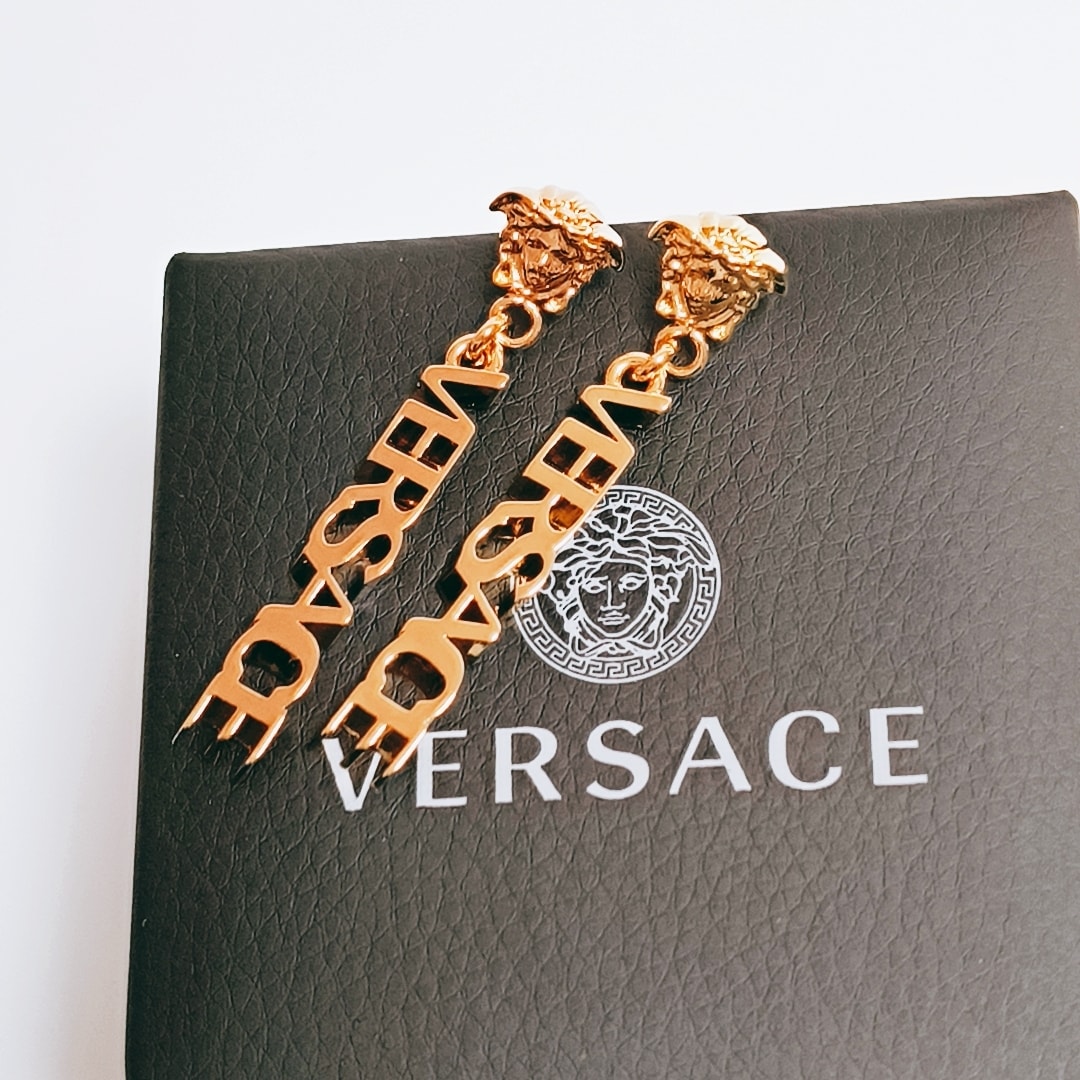 【新品未使用】VERSACE ラ メドゥーサ ロゴ ドロップ ピアス ユニセックス メンズ レディース ヴェルサーチェ