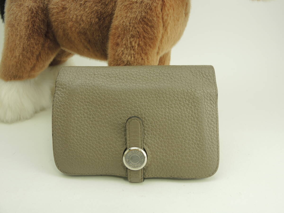 エルメス ドゴンコンパクト トリヨンクレマンス トゥルティエールグレー スモールウォレット 2折財布@ 1