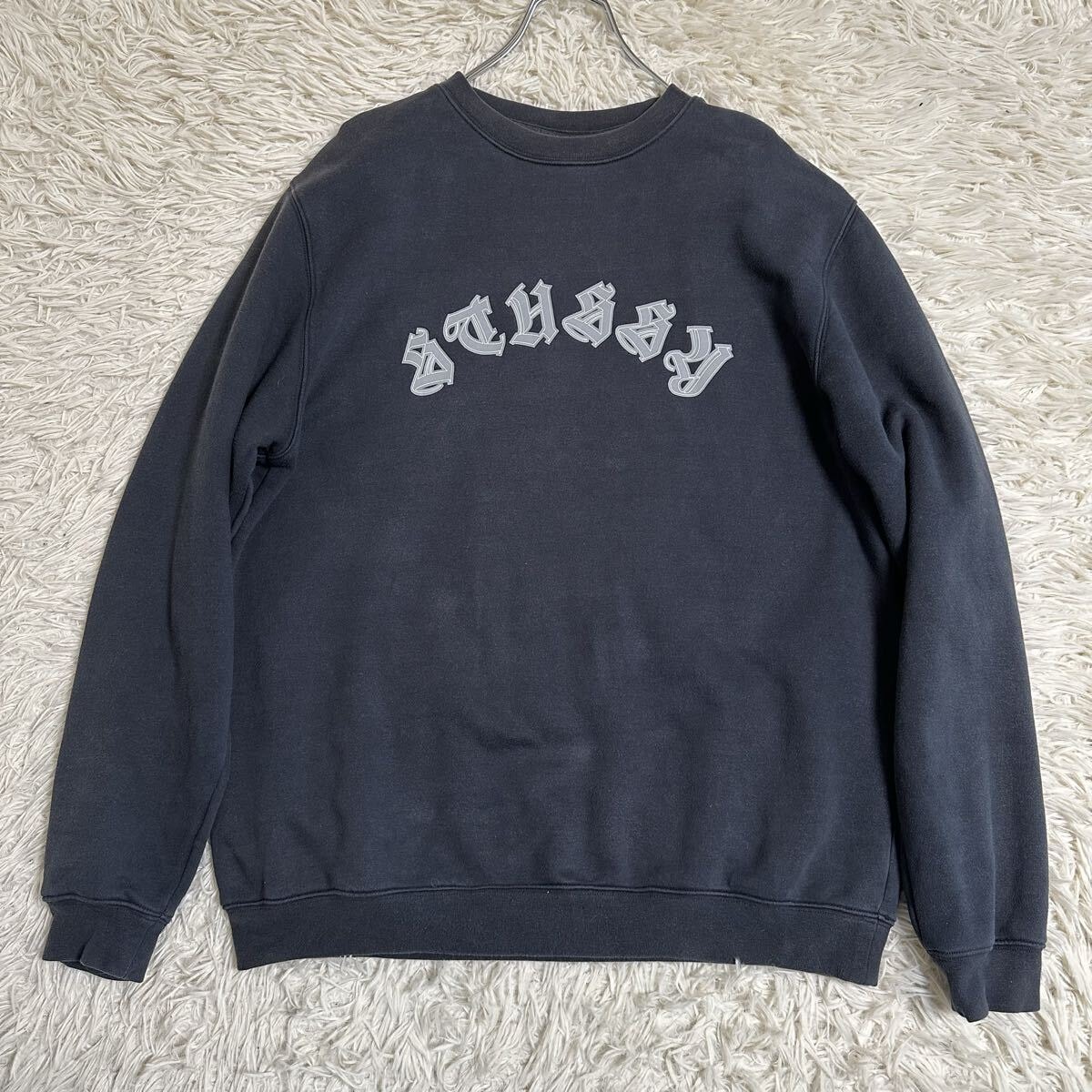 【STUSSY】ステューシー トレーナー スゥエットブラック L アーチロゴ STUSSY】ステューシー トレーナー スゥエットブラック L アーチロゴ
