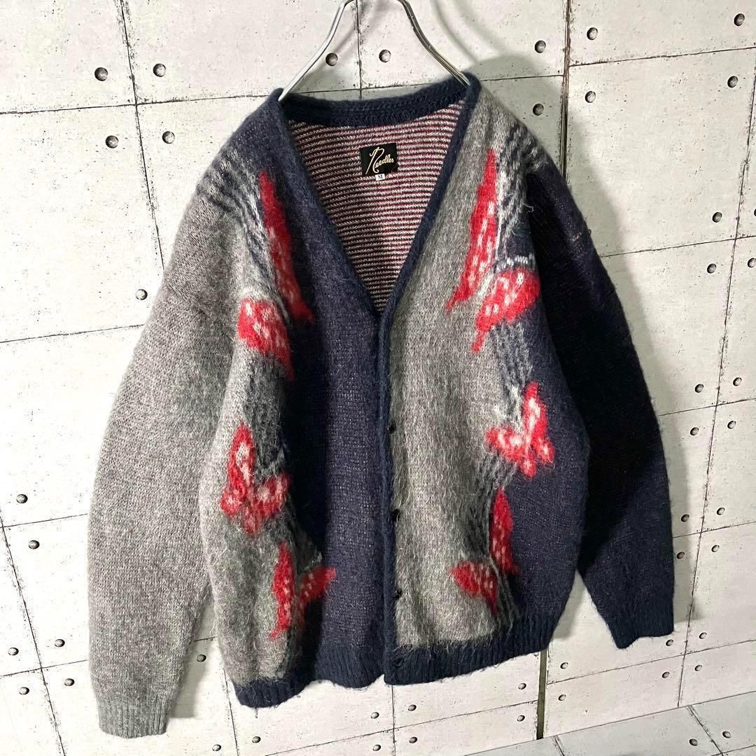 ニードルス　パピヨン蝶柄モへアカーディガンM ニードルス Needles パピヨン柄 蝶 モヘア カーディガン Mサイズ L