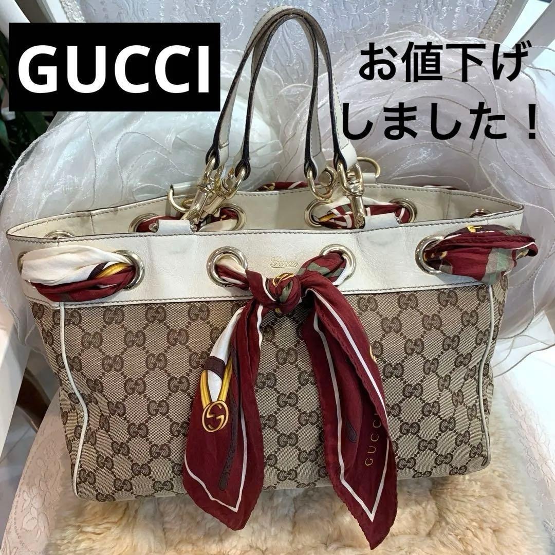 GUCCI GGポジターノ トートバッグ スカーフ付き GGキャンバス