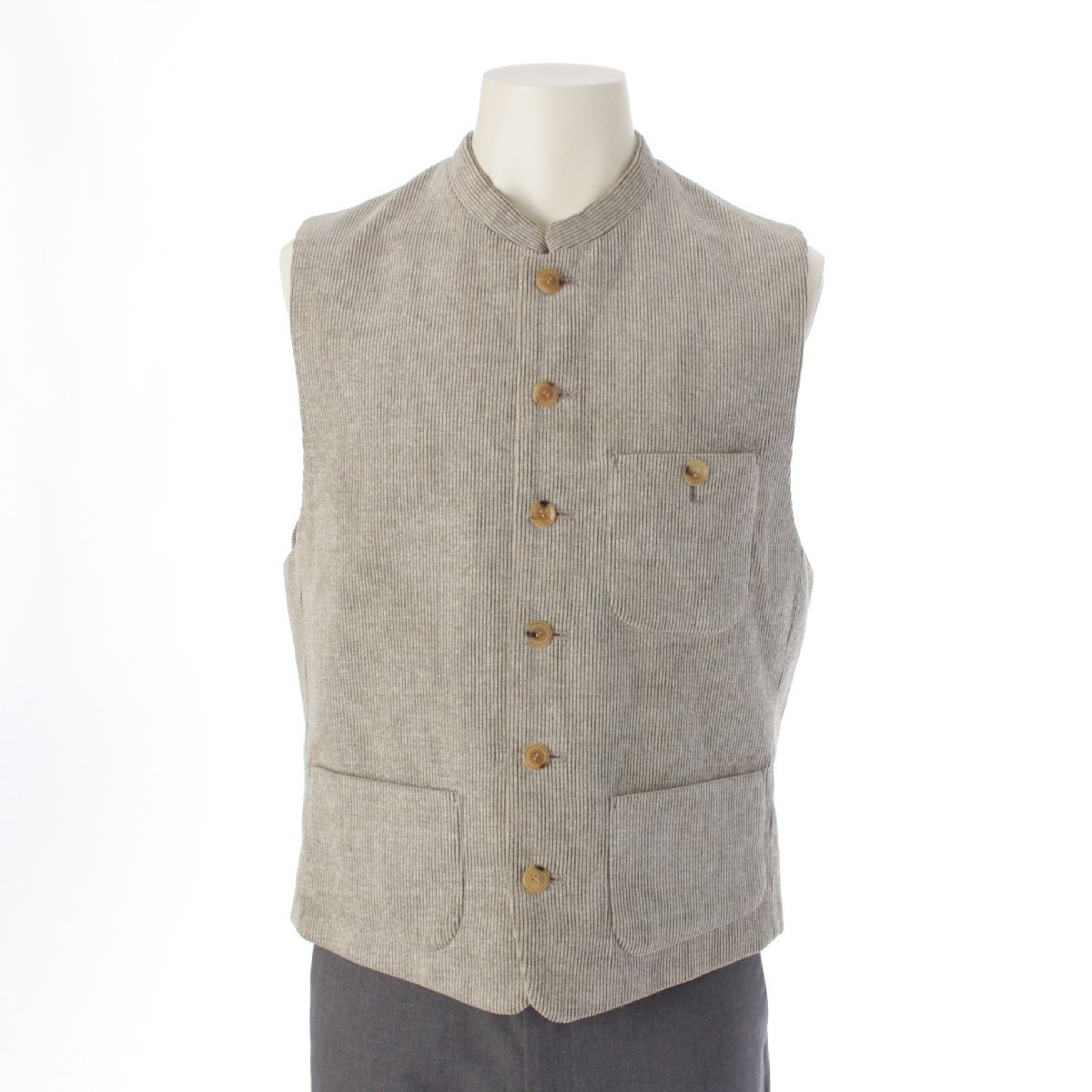 ISSEY MIYAKE MEN イッセイミヤケ メン コーデュロイ ノーカラー ベスト ホワイト ベスト ME63-FE198 ベージュ M #A2584