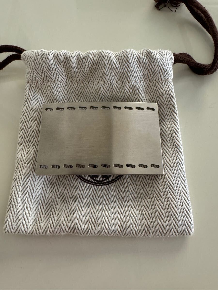 【新品 未使用】エルメス HERMES ステッチ スクエア ベルトバックル シルバー 巾着袋 ベルト バックル silver